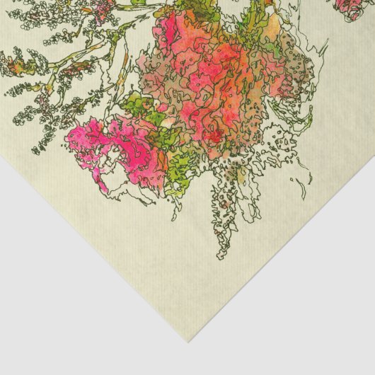 Peach Abstrakt Rose Floral Decoupage Seidenpapier (Ausschnitt)