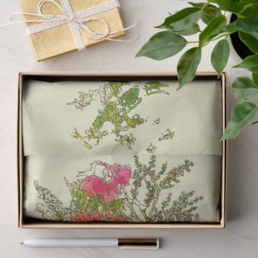 Peach Abstrakt Rose Floral Decoupage Seidenpapier (Geschenk)