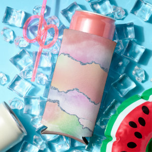 Peach Agate   Hübsch Holographic Watercolor Ombre Selters Dosenkühler