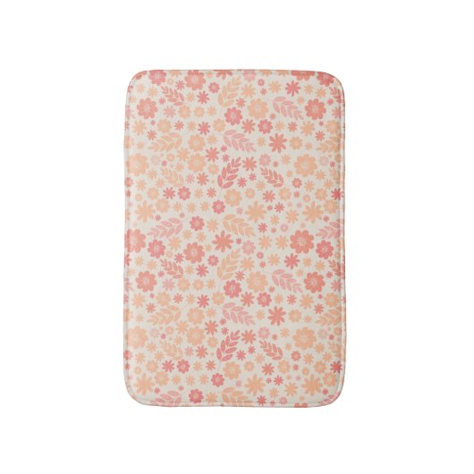 Peach Airy Wildblume Meadow Pattern Badematte (Vorderseite Vertikal)
