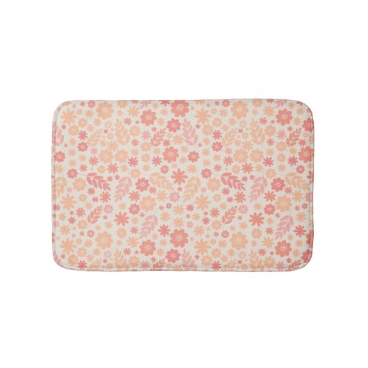 Peach Airy Wildblume Meadow Pattern Badematte (Vorderseite)
