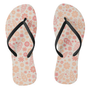 Peach Airy Wildblume Meadow Pattern Badesandalen