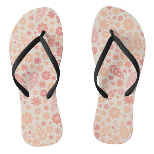 Peach Airy Wildblume Meadow Pattern Badesandalen (Fußbett)