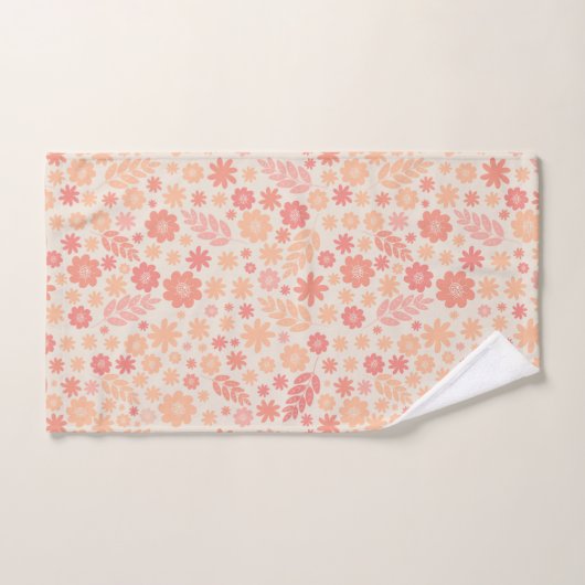 Peach Airy Wildblume Meadow Pattern Badhandtuch Set (Handtuch)