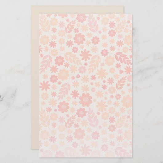 Peach Airy Wildblume Meadow Pattern Briefpapier (Vorne/Hinten)