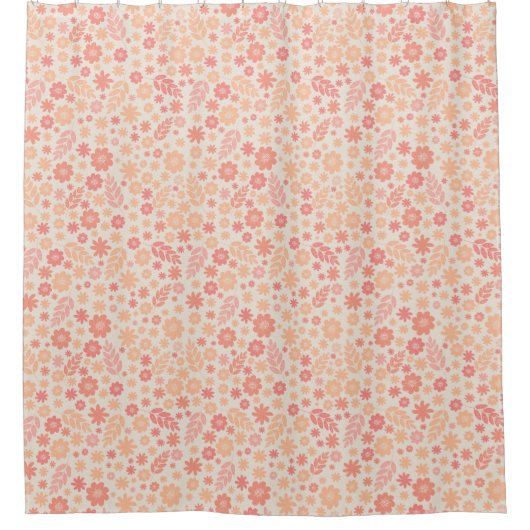 Peach Airy Wildblume Meadow Pattern Duschvorhang (Vorderseite)