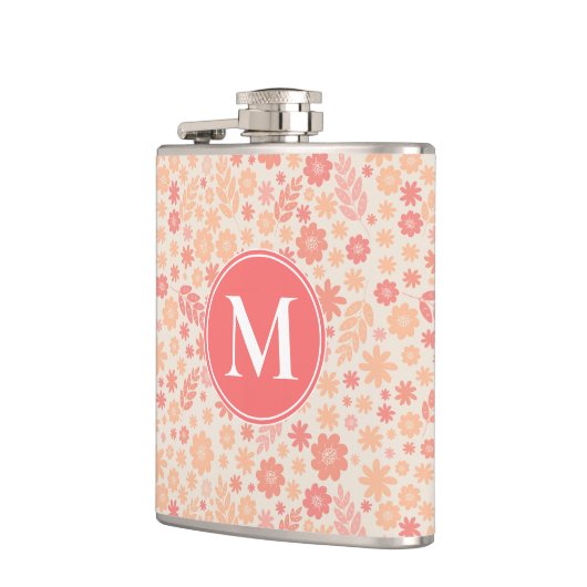 Peach Airy Wildblume Meadow Pattern Flachmann (Links)