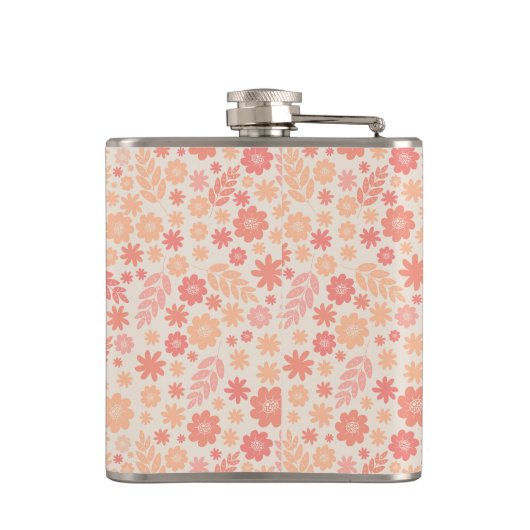 Peach Airy Wildblume Meadow Pattern Flachmann (Rückseite)