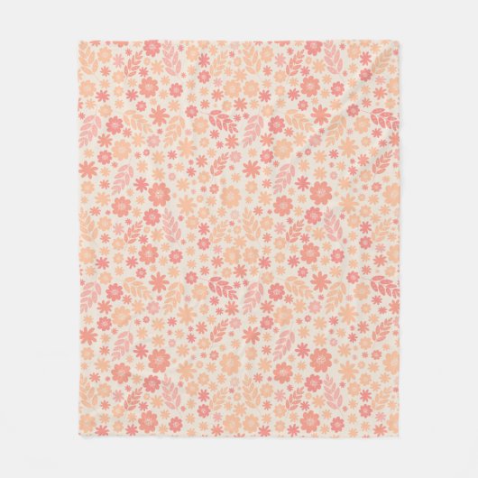 Peach Airy Wildblume Meadow Pattern Fleecedecke (Vorderseite)