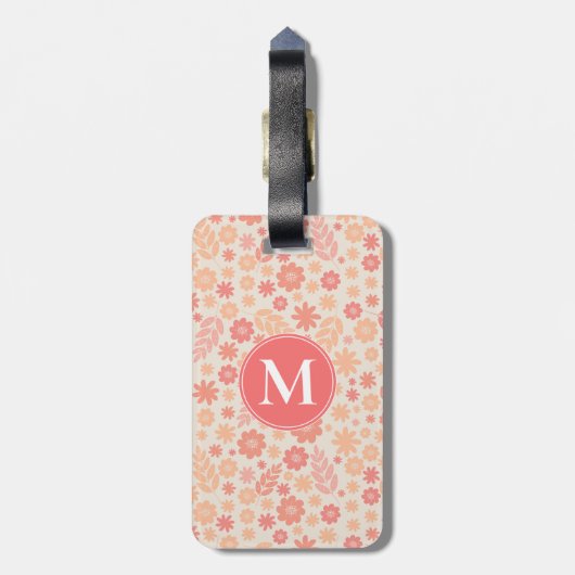 Peach Airy Wildblume Meadow Pattern Gepäckanhänger (Rückseite vertikal)