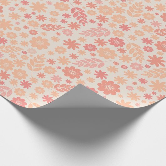 Peach Airy Wildblume Meadow Pattern Geschenkpapier (Ecke)