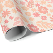 Peach Airy Wildblume Meadow Pattern Geschenkpapier (Rolleneckpunkt)