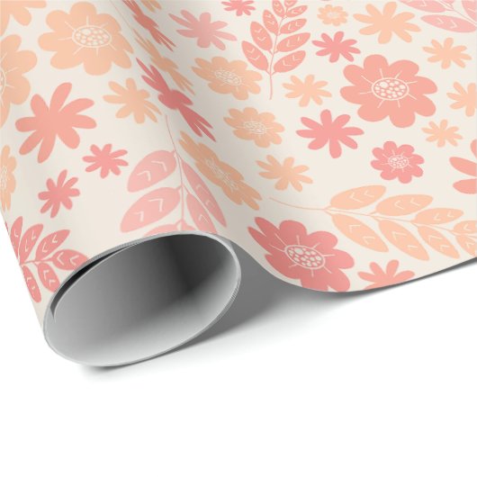 Peach Airy Wildblume Meadow Pattern Geschenkpapier (Rolleneckpunkt)