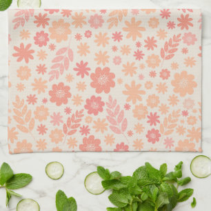 Peach Airy Wildblume Meadow Pattern Geschirrtuch