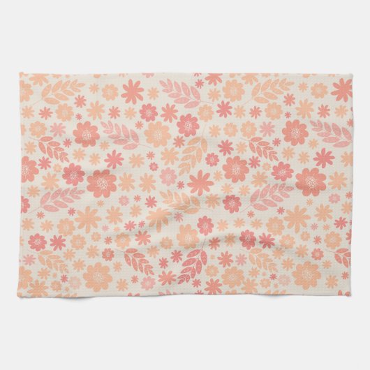 Peach Airy Wildblume Meadow Pattern Geschirrtuch (Horizontal)