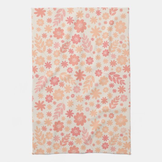 Peach Airy Wildblume Meadow Pattern Geschirrtuch (Vertikal)