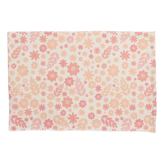 Peach Airy Wildblume Meadow Pattern Kissenbezug (Vorderseite)