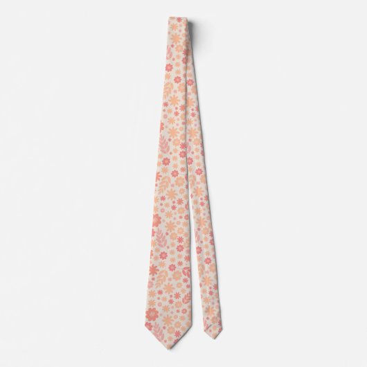 Peach Airy Wildblume Meadow Pattern Krawatte (Vorderseite)