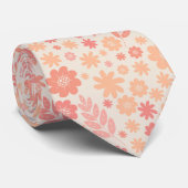 Peach Airy Wildblume Meadow Pattern Krawatte (Gerollt)