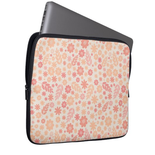 Peach Airy Wildblume Meadow Pattern Laptopschutzhülle (Vorne Rechts)
