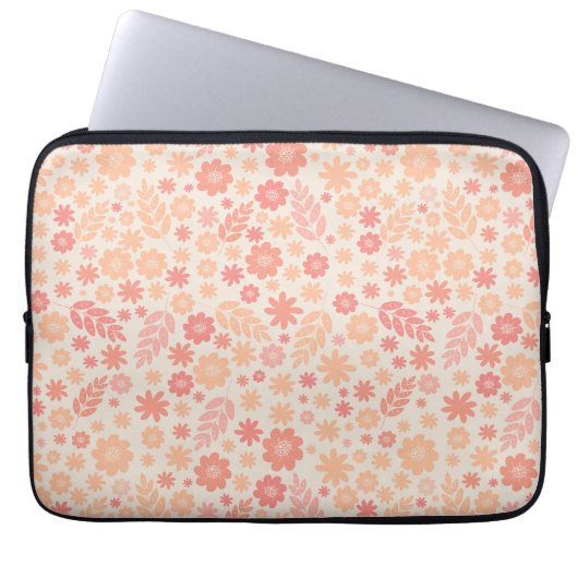 Peach Airy Wildblume Meadow Pattern Laptopschutzhülle (Vorderseite)