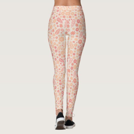 Peach Airy Wildblume Meadow Pattern Leggings (Rückseite)