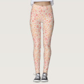 Peach Airy Wildblume Meadow Pattern Leggings (Vorderseite)