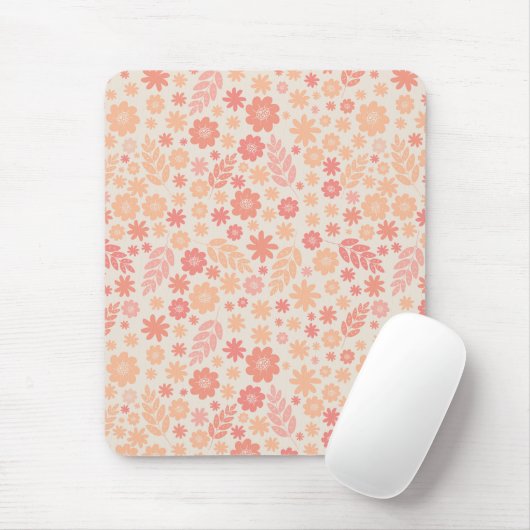 Peach Airy Wildblume Meadow Pattern Mousepad (Mit Mouse)