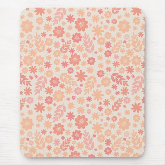 Peach Airy Wildblume Meadow Pattern Mousepad (Vorne)