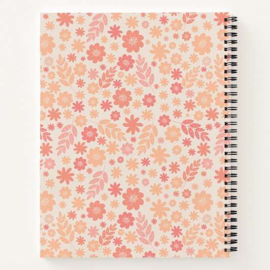 Peach Airy Wildblume Meadow Pattern Notizblock (Rückseite)
