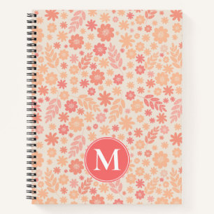 Peach Airy Wildblume Meadow Pattern Notizblock