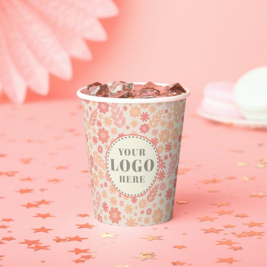 Peach Airy Wildblume Meadow Pattern Pappbecher (Insitu)