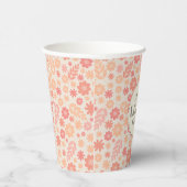 Peach Airy Wildblume Meadow Pattern Pappbecher (Rechts)