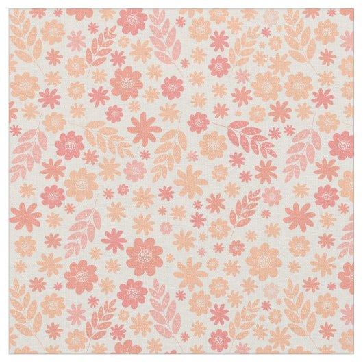 Peach Airy Wildblume Meadow Pattern Stoff (Nahaufnahme)