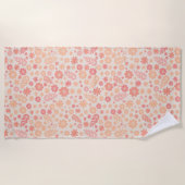 Peach Airy Wildblume Meadow Pattern Strandtuch (Vorderseite)
