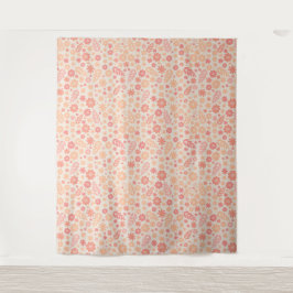 Peach Airy Wildblume Meadow Pattern Wandteppich