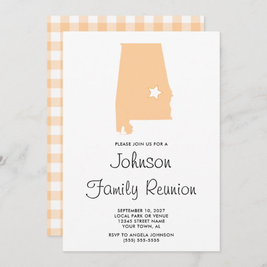 Peach Alabama Family Wiedersehen Einladung (Vorne/Hinten)