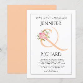 Peach ampersand und rosa Rosen virtuelle Hochzeit Einladung