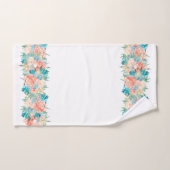 Peach and Aqua Aqua Floral on White Badhandtuch Set (Handtuch)
