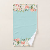 Peach and Aqua Watercolor Blumenmuster Badhandtuch Set (Handtuch)