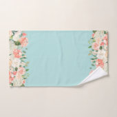 Peach and Aqua Watercolor Blumenmuster Badhandtuch Set (Handtuch)