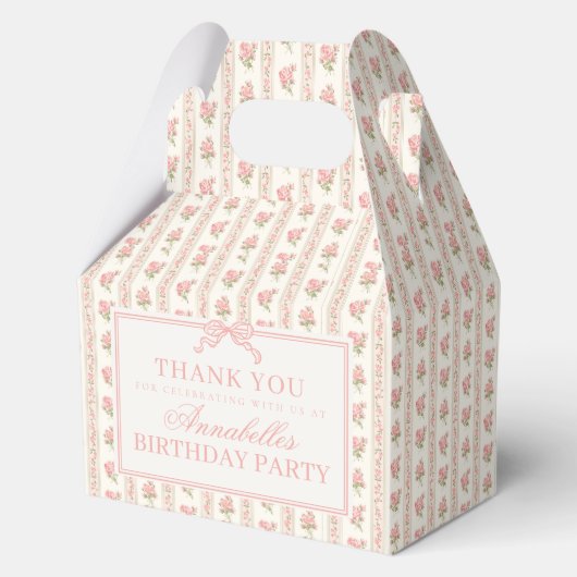 Peach and Beige Fancy Floral Birthday Party Favor Geschenkschachtel (Vorderseite)