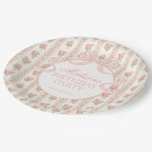 Peach and Beige Fancy Floral Birthday Party Pappteller (Schrägansicht)