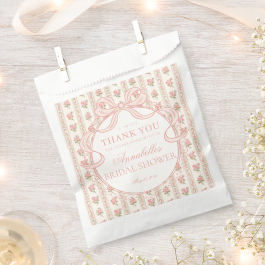 Peach and Beige Fancy Floral Bridal Shower Dessert Geschenktütchen (Ausgeschnitten)
