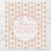 Peach and Beige Fancy Floral Bridal Shower Favors Weinetikett (Einzelnes Label)