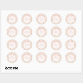 Peach and Beige Fancy Floral Bridal Shower Seal Runder Aufkleber (Blatt)