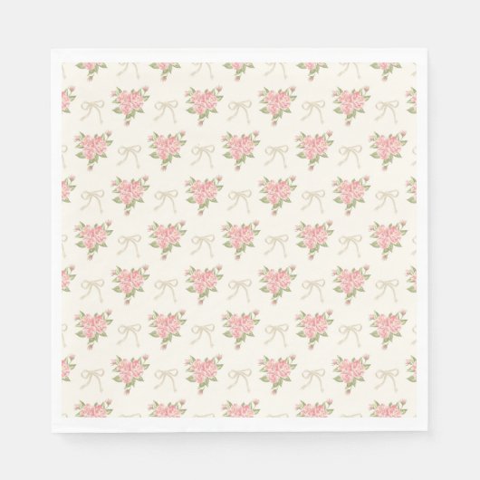 Peach and Beige Vintage Fancy Floral Party Dessert Serviette (Vorderseite)