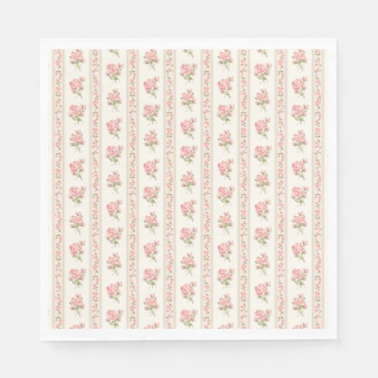 Peach and Beige Vintage Fancy Floral Party Dessert Serviette (Vorderseite)
