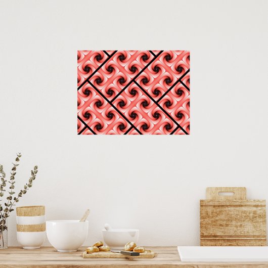 Peach and Black Volute Pattern Poster (Küche)