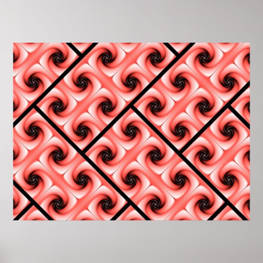 Peach and Black Volute Pattern Poster (Vorne)